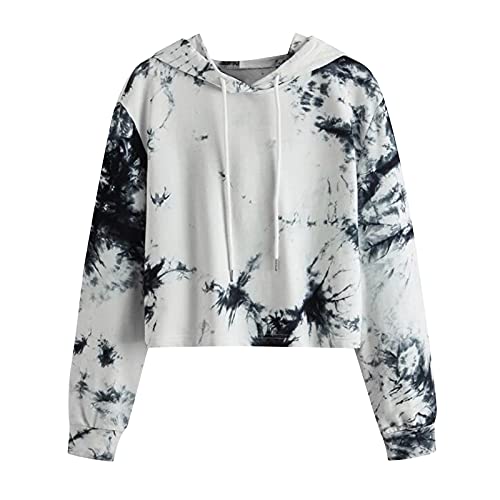 Damen Kapuzenpullover Kurz Sweatjacke Cropped Kapuzenjacke Hoodie Cropped Pullover Mädchen Bauchfrei Sweatshirt mit Kapuze Kurz Jacke Casual Langarm Shirts Kordelzug Oberteil Bluse Tops Streetwear Cover
