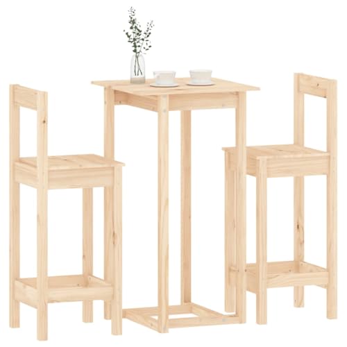 Sillas de bar con mesa alta de pino macizo de 60 x 60 cm 4