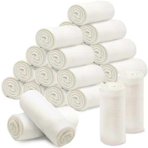 24 Pcs Fleece Blankets Bulk 60 x 50 in Soft Lightweight Throw Blankets in Bulk for Wedding Bed Couch Outdoor Use Homeless Large Cozy Wool Valentines Blankets(White)