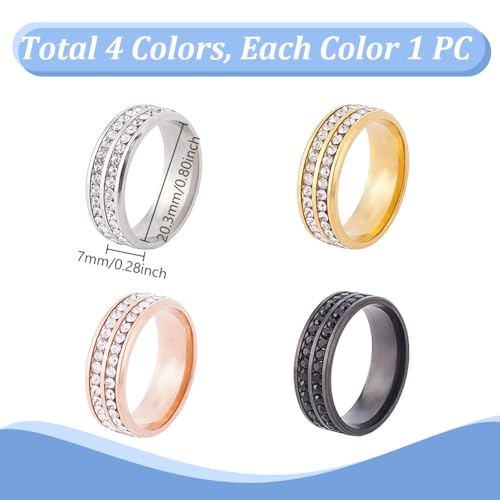 AHANDMAKER 4Pcs Mens Tie Ring, 4 Colors Tie Holder Crystal Necktie Ring Rhinestone Tie Ring Solid Tie Tacks Accessories for Wedding Jewelry Gift2