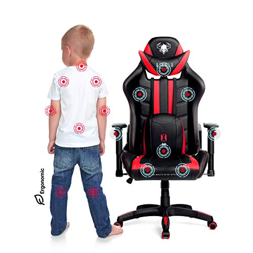 Diablo-X-Ray-Gaming-Silla-para-Ninos-Silla-Gamer-Apoyabrazos-2D-Diseno-Ergonomico-HQ-Cuero-Sintetico-Perforacion-Funcion-de-Inclinacion-Negro-Rojo-S