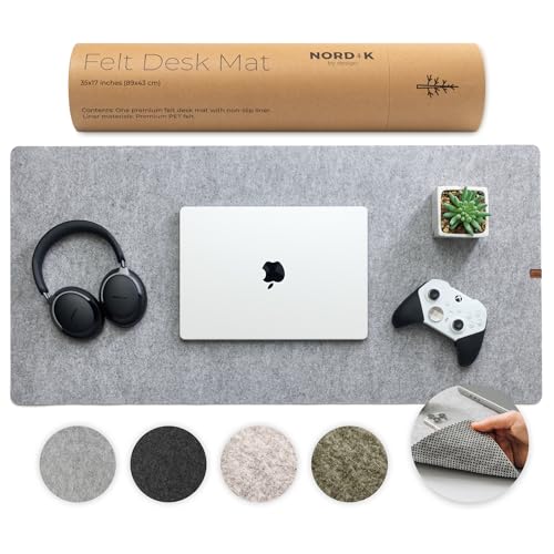 Nordik Large Felt Desk Mat - Marle - 35 x 17 inch - Full Desk Keyboard Mat - Keyboard and Mouse Pad...