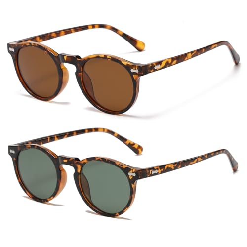 Image of JOVAKIT Vintage Kids Polarized Sunglasses for Girls Boys Age 2-9, Round Sun Glasses for Children UV400 Protection