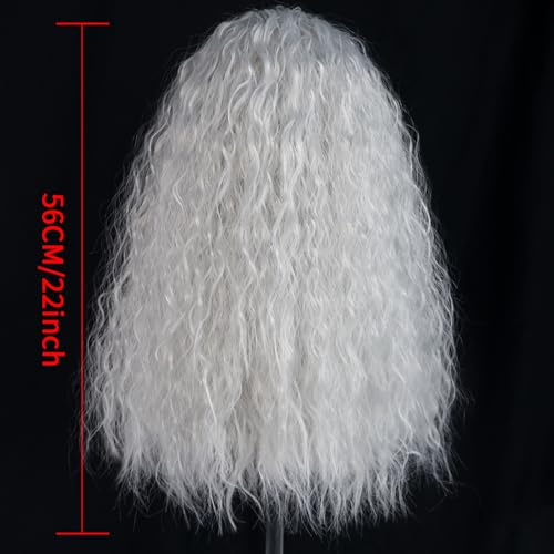 BECULINA Grey Curly Wigs 【+Hair Cap】 Long Silver Wigs for Women Synthetic Old Lady Cosplay Wig for Party Costume Women's Funny Crazy Long Grey Wig for Halloween Costume Party Anime Outfit - Image 3