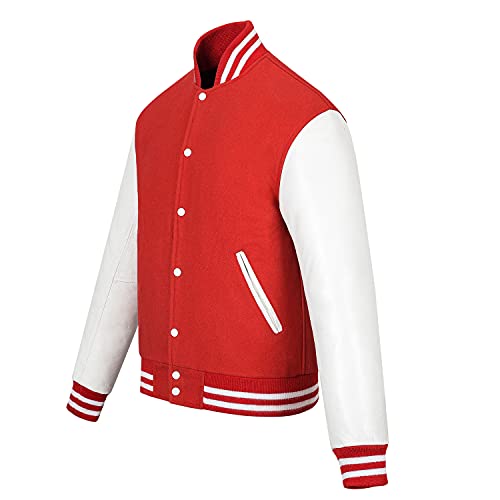 Image of Varsity Jacket Baseball Letterman Jacket- Wool and Leather Premium Quality Unisex Basketball Jacket