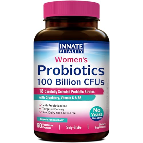 Innate Vitality Probiotics for Women, 100 Billion CFUs 18 Strains, Prebiotics and Probiotics, with...