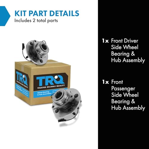 Image of TRQ 2 Piece Front Wheel Bearing & Hub Assembly Set Compatible with 2009-2010 Dodge Ram 1500 2011 Ram 1500