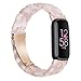 iLVANYA Resin Fashion Watch Band Compatible with Fitbit Luxe,Thin Light Resin Strap Bracelet With Stainless Steel Buckle Replacement For Fitbit Luxe for Women Girl (Pink Flower/Rose Gold)