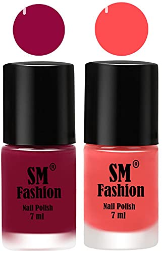 Image of Long Lasting Nail Polish | Nail Paint Combo 7 ml Each) - Set of 2 Cherry Blossom-Peach Pink