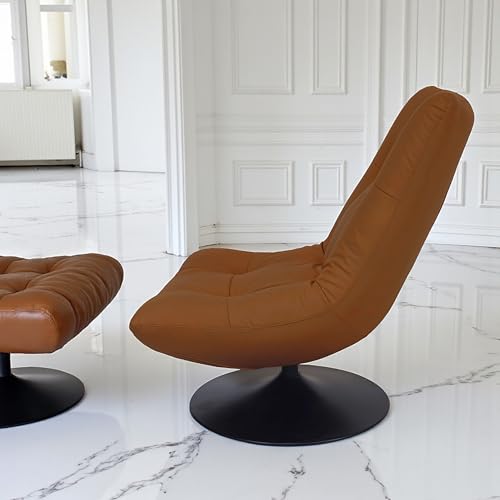 Image of The Attic Chiron Lounge Chair,Comfy Chair for Living Room, Relaxing Chair for Bedroom, 360 Chair, Saddle Tan