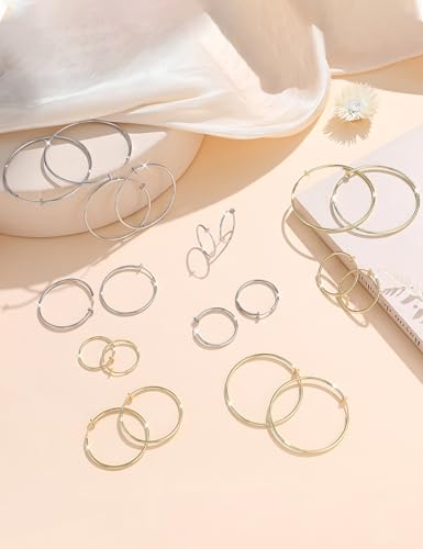 Boucles d'oreilles créoles pour femme sans perçage oreilles non percées lot de 10 paires acier