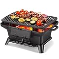 Hibachi Grill Outdoor, Portable Mini Charcoal Grill, 100% Pre-Seasoned Cast Iron, Small Japanese Yakitori Tabletop Skillet Grill Stovo for Camping, Outdoor