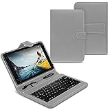 UC-Express Tastatur Tasche kompatibel für Medion Lifetab P10752 Hülle Keyboard Hülle Schutzhülle mit Standfunktion Tastatur QWERTZ Deutsches Layout USB, Farben:Grau