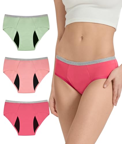 Period Underwear For Women Teens Girls, Leak-Proof, Cotton Heavy Flow, Washable Reusable Menstrual Panties 3 Pack