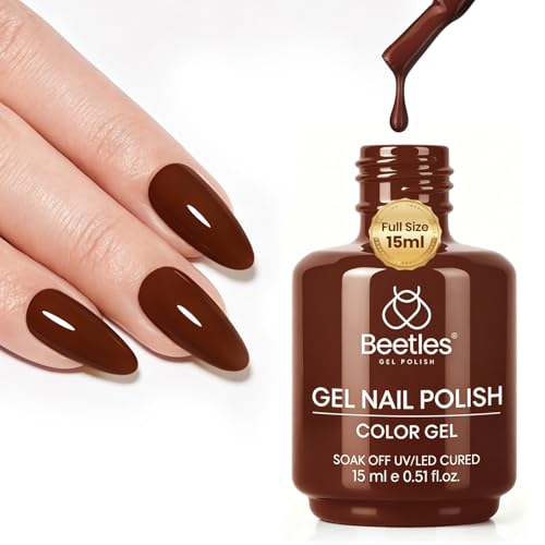 Image of Beetles Brown Gel Nail Polish - Oat Cocoa 15ML /0.51Fl Oz, Dark Brown Gel Polish, Color-Matched Bottle, Soak-Off UV LED, Long-Lasting Holiday & Fall Nails Art for DIY Beginners & Salon Pros