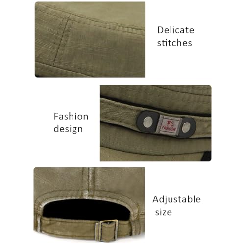 Image of Cadet Army Hat 2 Pieces Flat Top Cap Unisex Military Hat for Women Men