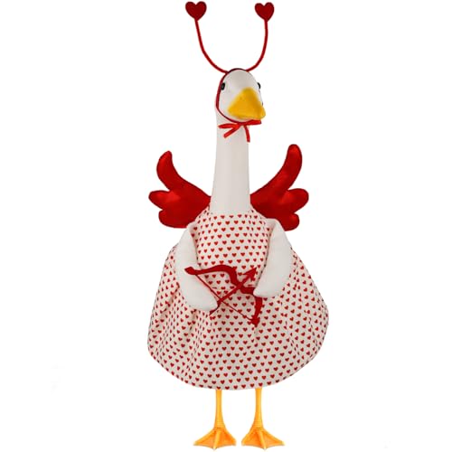 Valentines Day Cupids Arrow Dress Goose Outfit Valentine Angels Wings Costume Cute Goose Clothes for 23 H Plastic and Cement Statue Garden Lawn Patio Outdoor Decoration