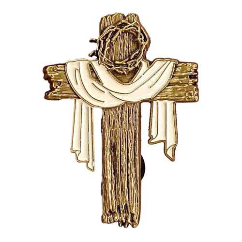 3D Cross Lapel Pin with Crown of Thorns