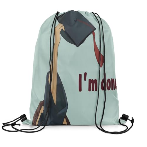 Image of jejeloiu Graduation Drawstring Backpack 13x15.7inch Education Waterproof Gym Drawstring Bags School Themed Sports String Backpack Beach Swim Travel Bag Sackpack