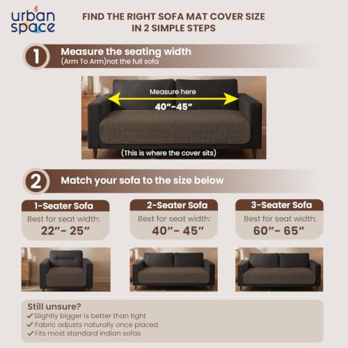 Image of Urban Space Velvet Embroidery Quilted Sofa Cover mat, Premium 2 Seater Non-Slip Sofa slipcover, Easy Care & Machine Washable, Seat Runner for Couch for Living Space (2 Seater - Cuboid Brown)