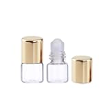 UUYYEO 12 Pcs 1ml Mini Glass Roll-on Bottles Refillable Essential Oil Aromatherapy Sample Vials Golden
