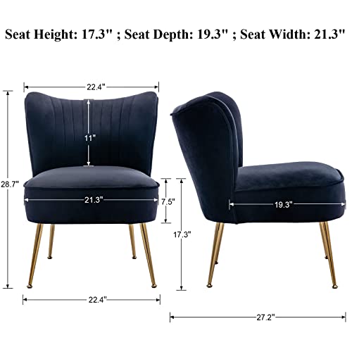 Duomay Modern Accent Chair Set Of 2 Velvet Slipper Chair With Gold Legs Wingback Side Chair For Living Room Bedroom Entryway Small Corner Chair For Space Saving, Black #TOP5