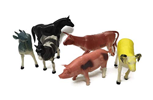 THE UM24 Animal World Toy Farm Animals Figures, Large Size 6 Piece Assorted Styles, Sheep, Horse, Goat, Cow, Buffalo and Pig - Thumbnail 2