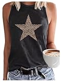 SOLY HUX Women's Graphic Tank Tops Summer Sleeveless Vintage Vest Western Top Dark Grey Medium