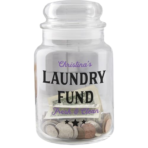 Personalization Universe Laundry Fund Personalized Glass Money Jar