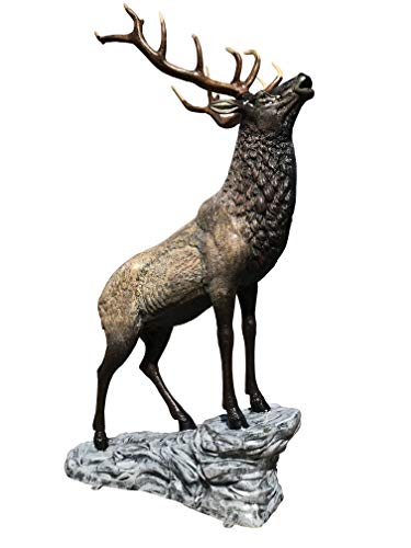 Mjm Natural Colored Elk On The Rock Aluminum Outdoor Statues #TOP1