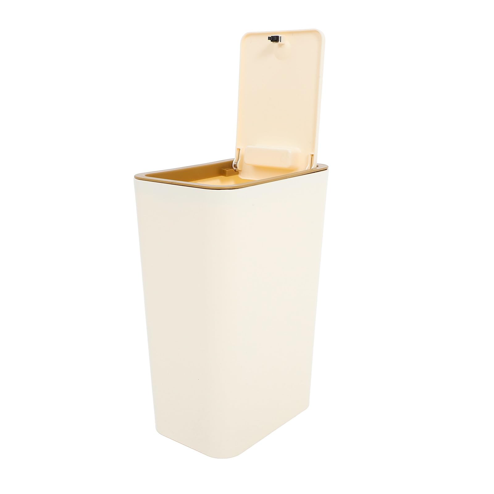 Kleiner Mülleimer mit Pressdeckel 10,5l Fassungsvermögen aus Robustem Pp für Badezimmer und Vielseitige Nutzung in Beige