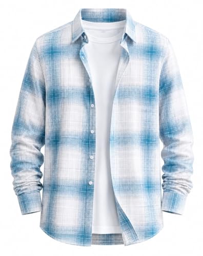 Image of DEEMOON Men's Cotton Blend Regular Fit Shirt | Full Sleeves Checkered Casual Button-Down Shirt for Men (Available in Plus Size)