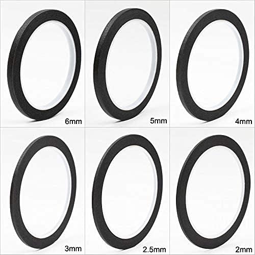 Miniatura 3 de JINBING Cinta adhesiva de papel para pintar y dibujar y hacer manualidades de uñas y patrones de cinta de 82.0 ft x 6 rollos (negro)