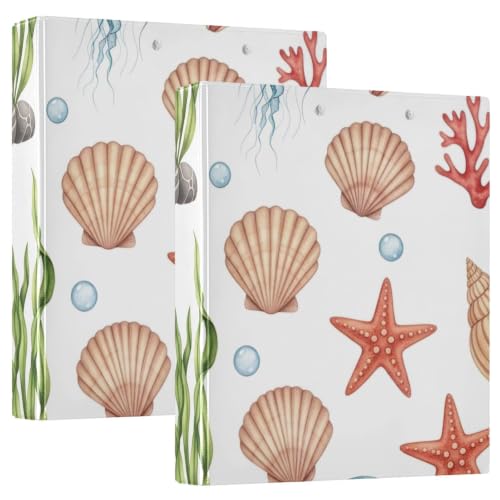Classeur 3 anneaux imprimé coquillages 3,8cm pour organiser vos documents de bureau