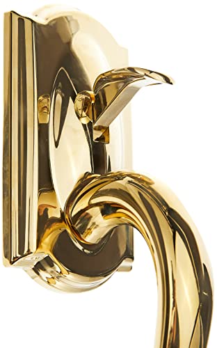 Image of Schlage FE285 CAM 505 ACC 605 LH Camelot Front Entry Handleset with Left-Handed Accent Lever, Lower Half Grip, Bright Brass
