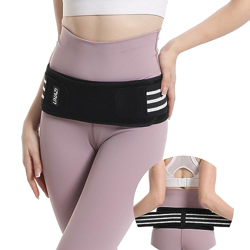 SI Belt - Sacroiliac Belt for Women Men, SI Joint Support Hip Belt Relief Device for Sciatica Pain, Lower Back Pain, Hip & Pelvic Pain, Large Trochanteric Brace - Black, Plus (Hip Size 47''-58'')