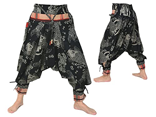 Siamrose Japanese Style Samurai Yoga Ninja Harem Pants Men Women Lounge Trousers, One Size, Elastic Waist2