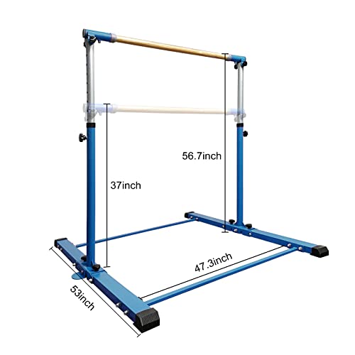 Glant Foldable&Movable Gymnastic Kip Bar,Horizontal Bar For Kids Girls Junior,3' To 5' Adjustable Height,Home Gym Equipment,Ideal For Home Training,1-4 Levels,300Lbs Weight Capacity (Blue) #TOP1