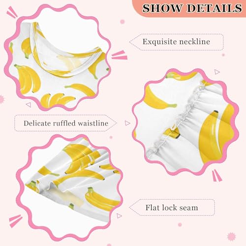 Girls Yellow Fruit Banana Dress Sleeveless Dress Summer Cotton Sundress 4T3