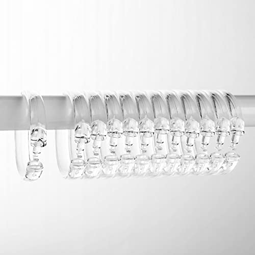 Kutesna 24 Pcs Clear Plastic Shower Curtain Rings, Easy Snap Closure Shower Curtain #TOP5