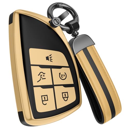 Image of For Chevy /GMC Key Fob Cover Accessories, Matte TPU Material, With a Cute Leather Keychain, for Silverado Sierra Tahoe Suburban Equinox Traverse Yukon Denali Terrain Acadia