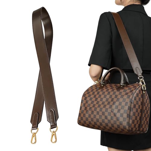 Image of Genuine Vachetta Leather Shoulder Bag Strap Replacement for Neverful Tote Bag(Coffee-Width:1.5in&Length:37.8in)