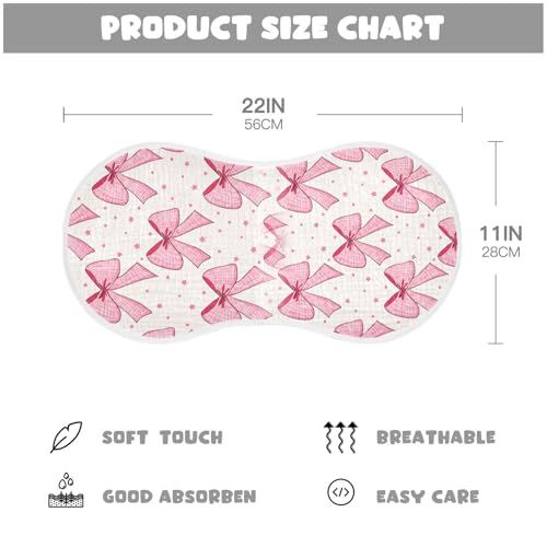 Muslin Baby Burp Cloths, Pink Checkered Bows Cotton Soft Burp Cloths for Newborns​​, Extra Absorbent Burp Cloths 2-Pack​​, 22 x 11 Inch3