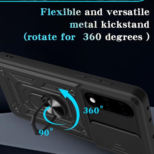 Image of Spazy Case OnePlus Nord 5 Back Cover | Heavy Duty Hybrid Case with 360 Degree Rotating Finger Ring Holder + Slider Shutter Camera Protection Case for OnePlus Nord 5 - Blue