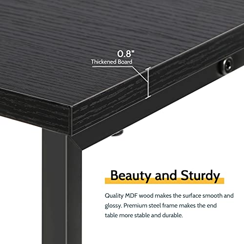 Smusei Black Nightstands Set Of 2 Side Table Living Room For Small Spaces Narrow Bedside Tables And Small End Table Sets With Open Storage Shelves For Bedroom Guest Room Decor #TOP3