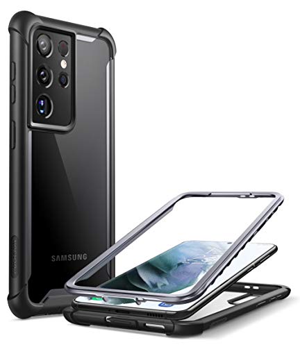 Image of i-Blason PC Ares Series Designed For Galaxy S21 Ultra 5G Case Cover (2021 Release), Rugged Clear Bumper Cover Case Without Screen Protector (Black)