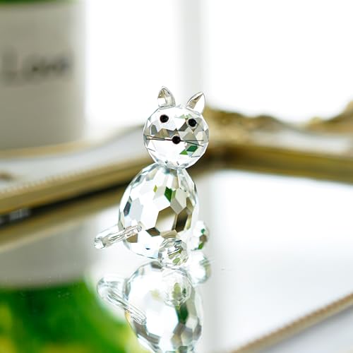 H&D Kristall-Tiere, Sammlerstück, Glas-Katze, Briefbeschwerer, Tischdekoration