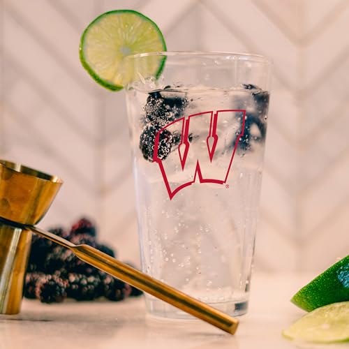 Image of Logo Brands NCAA 16 oz Pint Glass - Durable Glass With Bold Team Color- Chip-Resistant Rim Drinkware For Fans, Tailgates, Home Bars & Everyday Use