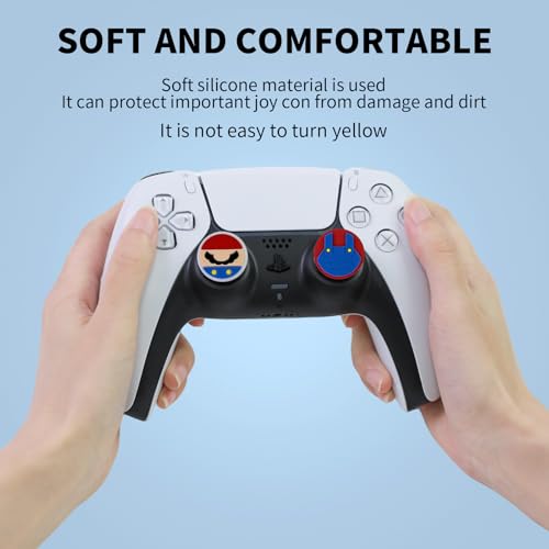 Image of PERFECTSIGHT Cute Thumb Grip Caps for Switch 2, PS5 PS4 Xbox Series X /S Xbox One Switch PRO Controller Steam Deck, 4PCS Soft Rubber 3D Thumbsticks Button Joystick Cover, Red+Green Bros