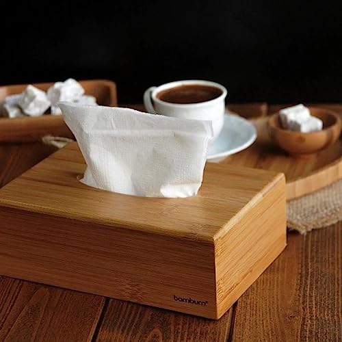 Caixa Porta Lenços De Papel Retangular Decorativa Em Bambu Interfolhas Pode ser usado na Cozinha, Ba